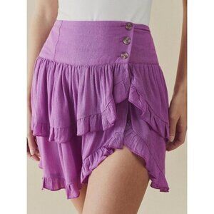 NEW FREE PEOPLE COSTELLO PURPLE RUFFLED MINI SKIRT SZ MEDIUM
